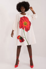 Printed flowers unusual cut daydress