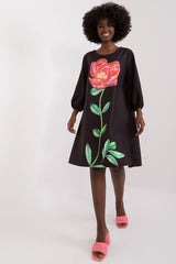 Printed flowers unusual cut daydress