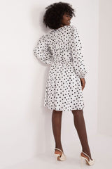 Long sleeves peas pattern flared cut day dress