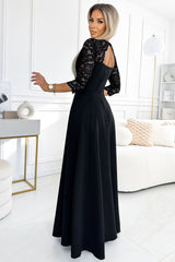 Stylish long lace side slit formal dress