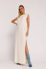 Oversize sleeveless side slit knit day dress