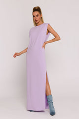 Oversize sleeveless side slit knit day dress