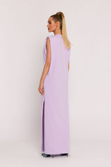 Oversize sleeveless side slit knit day dress