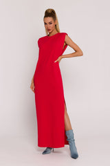 Oversize sleeveless side slit knit day dress