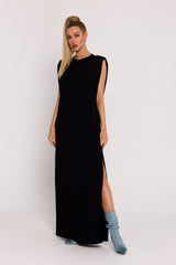 Oversize sleeveless side slit knit day dress