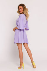Delicate crepe fabric short sleeves mini daydress