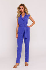 Elegant collar unique fabric jumpsuit