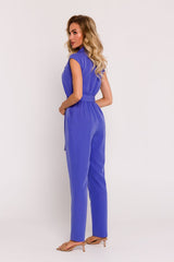 Elegant collar unique fabric jumpsuit