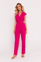 Elegant collar unique fabric jumpsuit