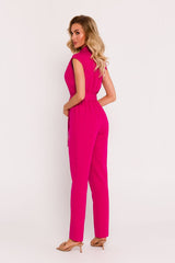 Elegant collar unique fabric jumpsuit