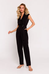 Elegant collar unique fabric jumpsuit