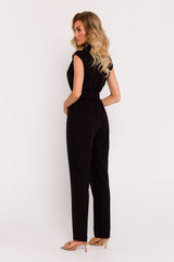 Elegant collar unique fabric jumpsuit