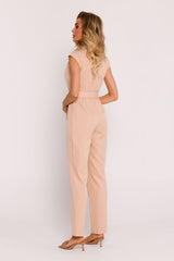 Elegant collar unique fabric jumpsuit