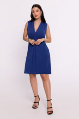 V-shaped neck viscose knit mini day dress