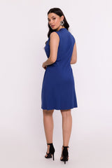 V-shaped neck viscose knit mini day dress