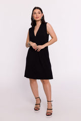 V-shaped neck viscose knit mini day dress