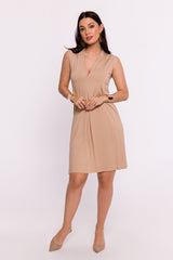 V-shaped neck viscose knit mini day dress