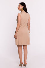 V-shaped neck viscose knit mini day dress