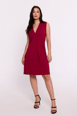 V-shaped neck viscose knit mini day dress