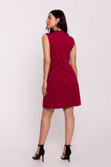 V-shaped neck viscose knit mini day dress