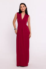 V-neck viscose knit fabric day dress