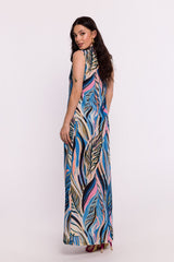 Elegant overlap V-neck original print daydress