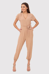 Short sleeves legs with elastic cuffs jumpsuit