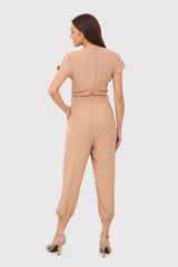 Short sleeves legs with elastic cuffs jumpsuit