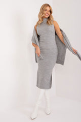 Sleeveless turtleneck casual sweater dress set