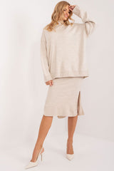 Sleeveless turtleneck casual sweater dress set