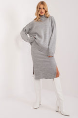 Sleeveless turtleneck casual sweater dress set