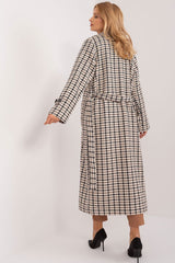 Long sleeve check pattern transitional coat
