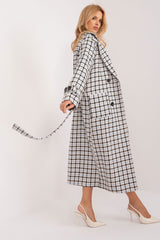 Long sleeve check pattern transitional coat