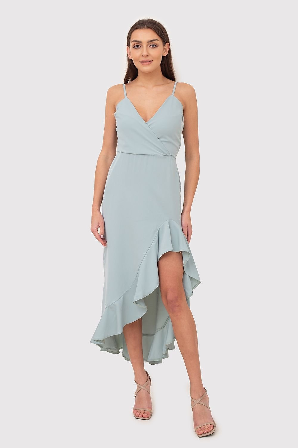 Summer midi cocktail dress in mint color