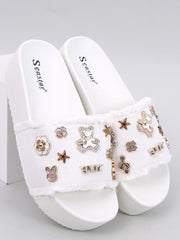 Adorable teddy bear platform white sandals