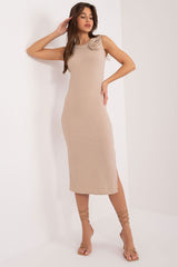 Ribbed fabric sleeveless midi summer dress