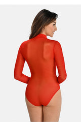 Half turtleneck transparent mesh shapewear