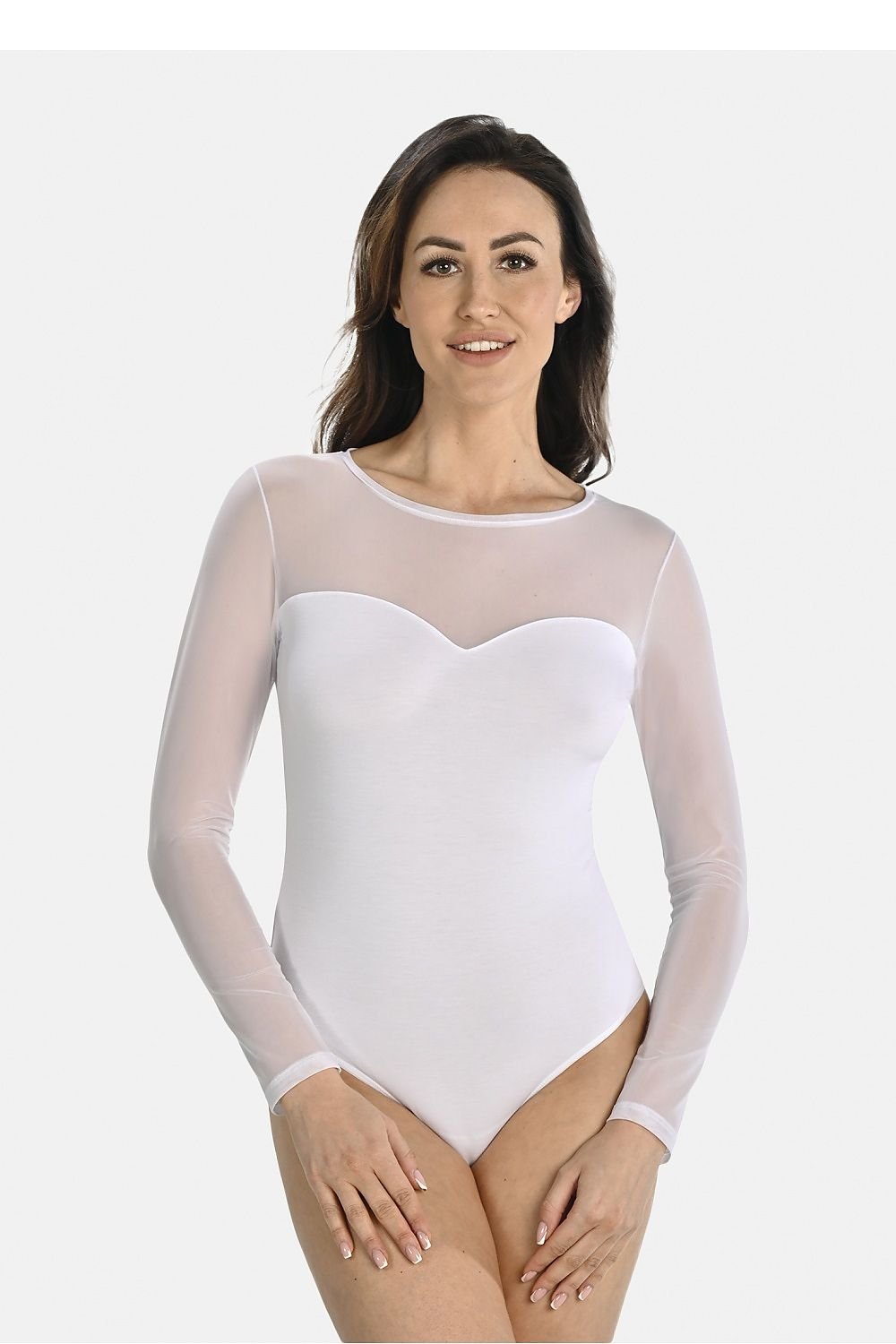 Long sleeves transparent mesh bodysuit