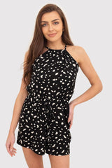 Plunging neck summer black overall