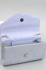 Gray envelope clutch bag with shimmering finish