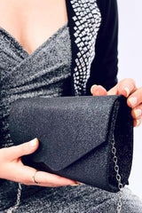 Envelope clutch bag with shimmering finish