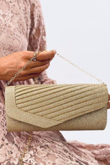 Envelope clutch bag attached delicate chain