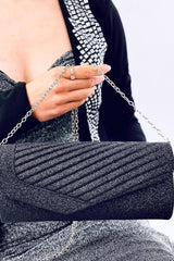 Glossy finish envelope black clutch bag