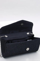 Glossy finish envelope black clutch bag