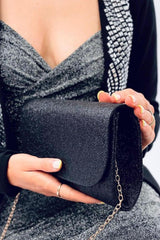 Unique texture envelope black clutch bag