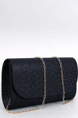 Unique texture envelope black clutch bag