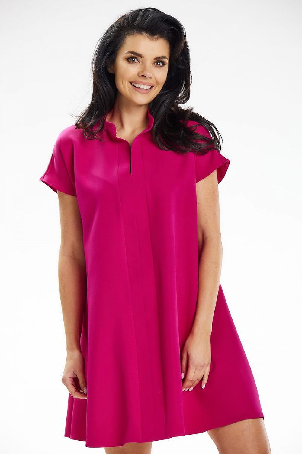 Trapeze mini dress with short sleeves