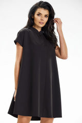 Trapeze mini dress with short sleeves