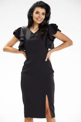 Sweetheart neck fitted cocktail dress with a slit