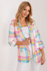 Colorful check print casual style blazer